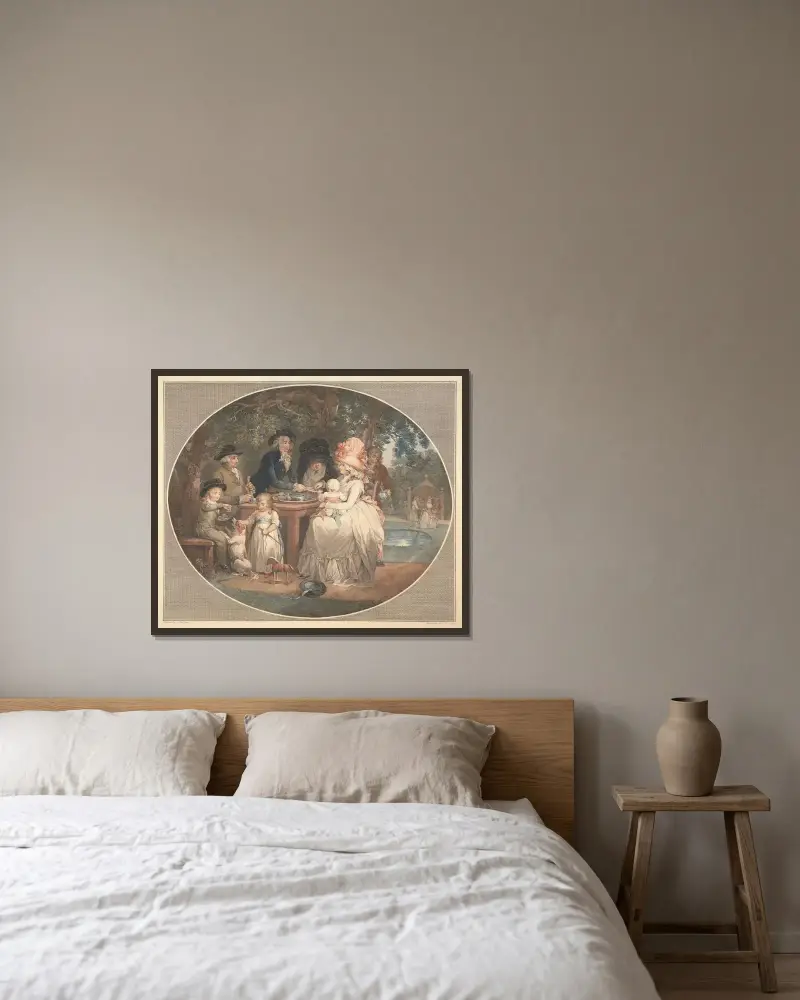 A Tea Garden von George Morland gerahmt an einer Wand