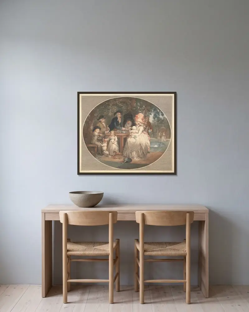 A Tea Garden von George Morland gerahmt an einer Wand
