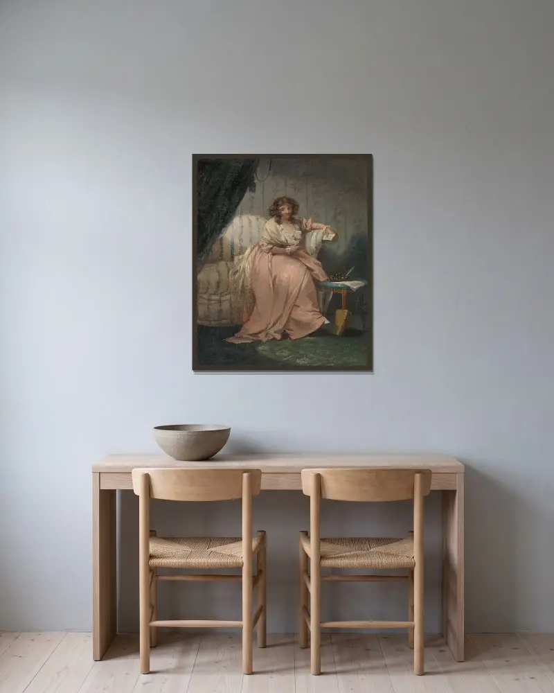 En kvinna vid namn Anne, konstnärens hustru av George Morland inramad på en vägg