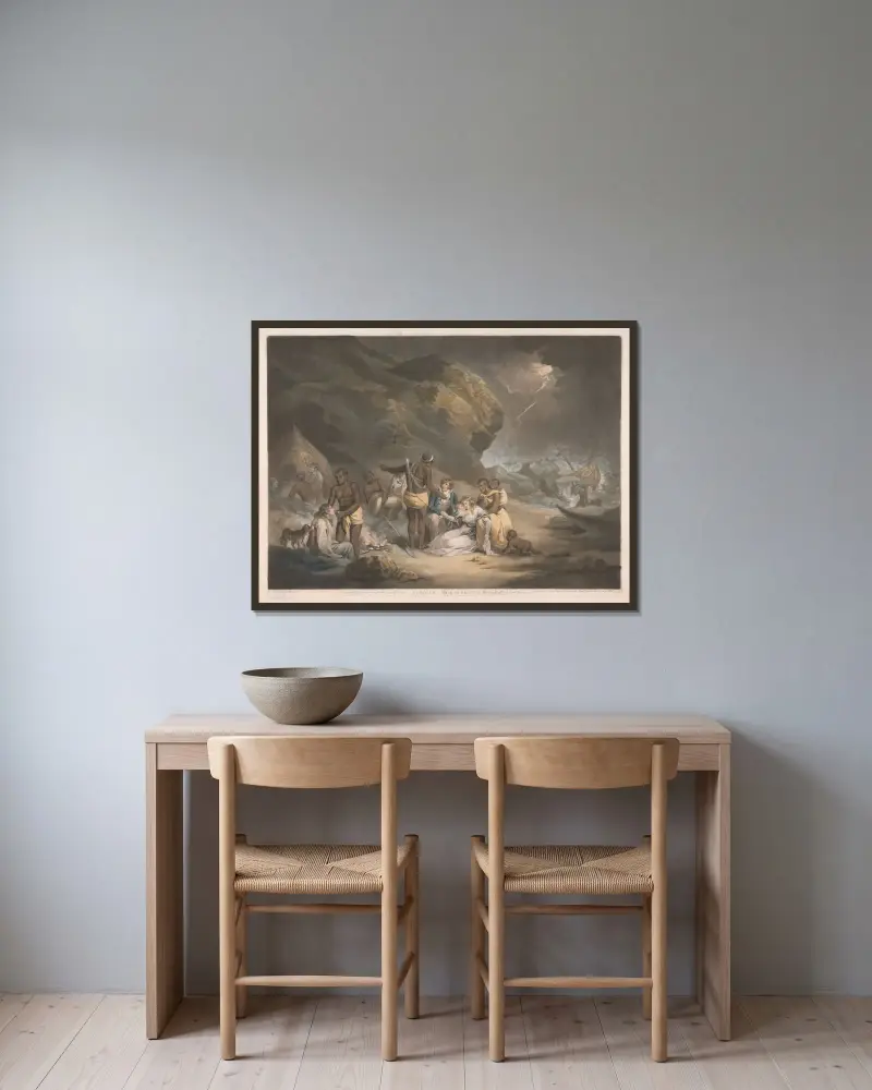 Afrikansk gästfrihet av George Morland inramad på en vägg