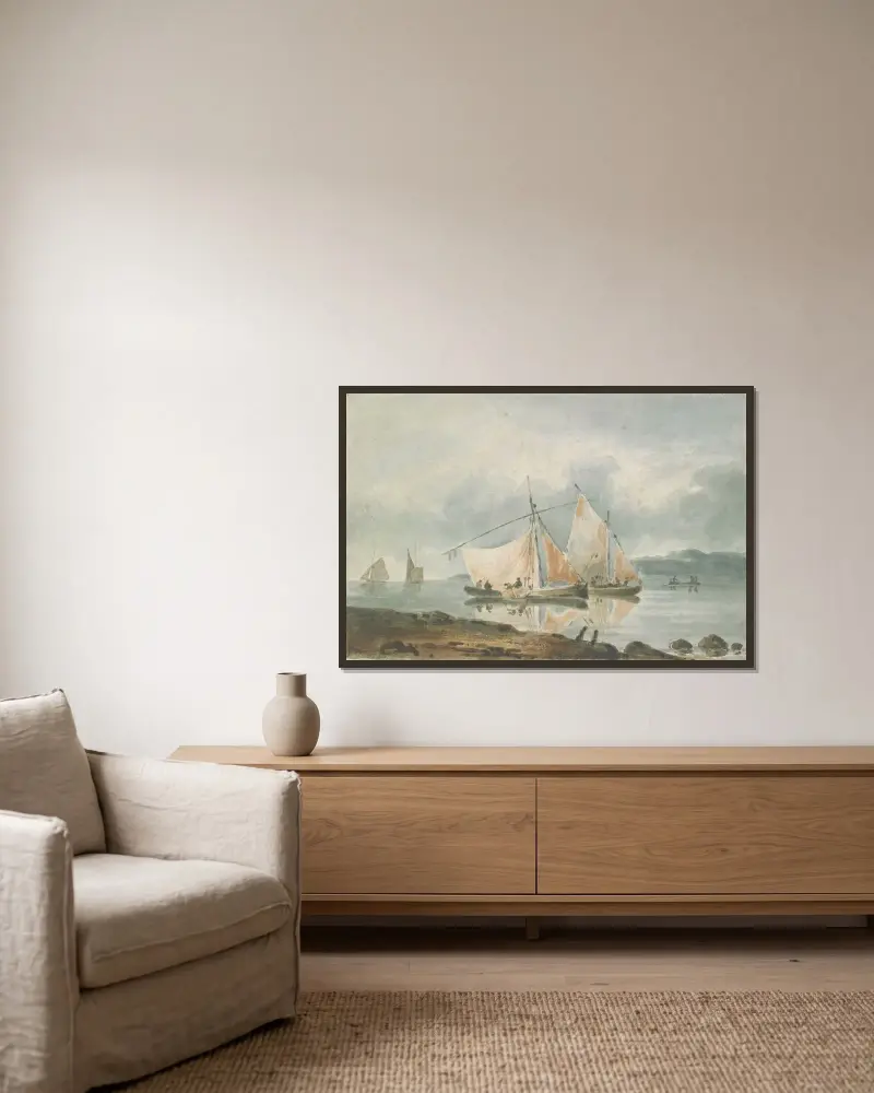 Boats von George Morland gerahmt an einer Wand