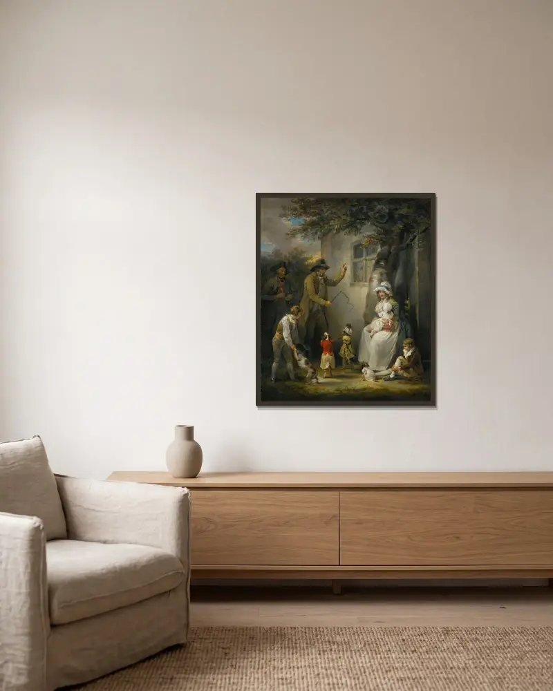 Dancing Dogs von George Morland gerahmt an einer Wand