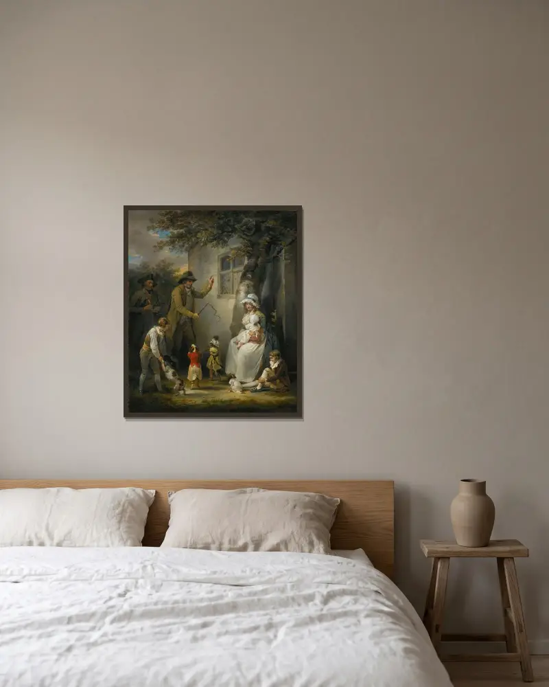 Dancing Dogs von George Morland gerahmt an einer Wand
