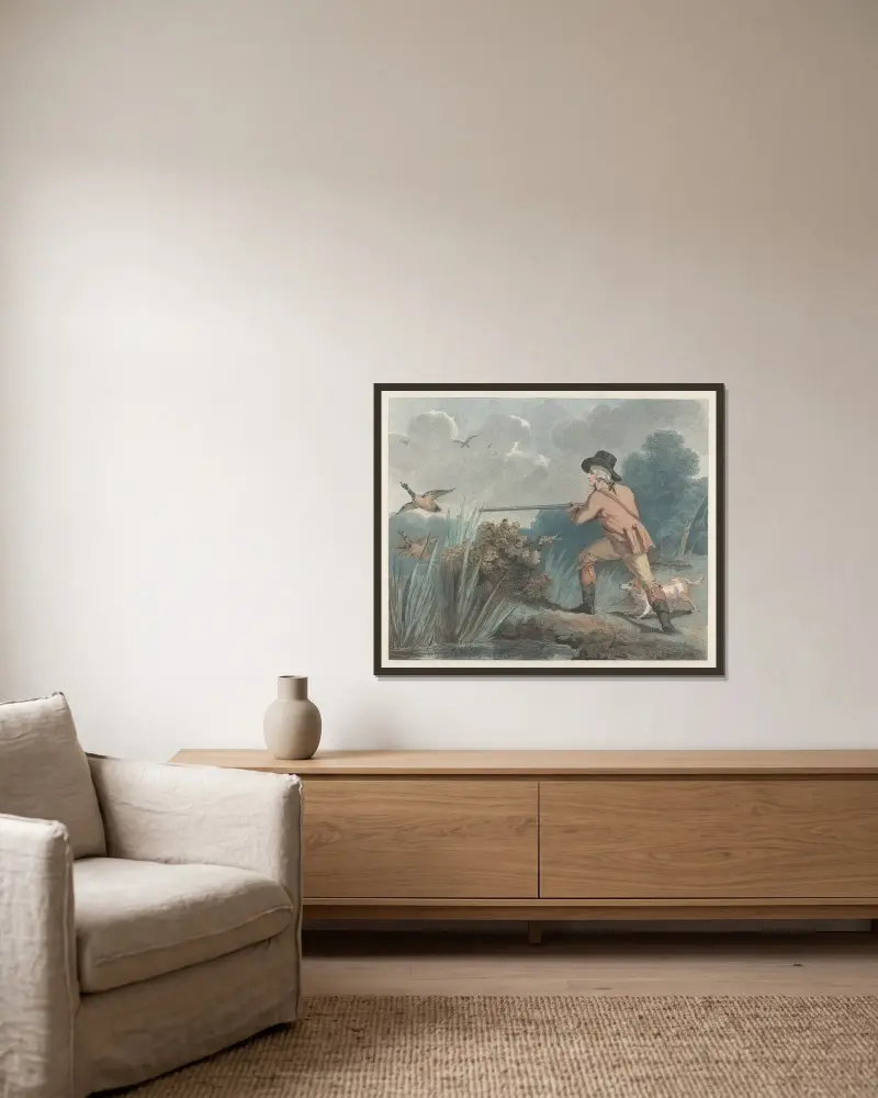 Duck Shooting von George Morland gerahmt an einer Wand
