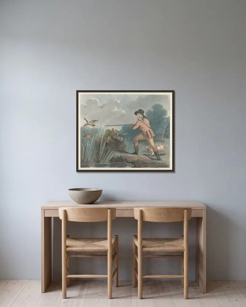 Duck Shooting von George Morland gerahmt an einer Wand