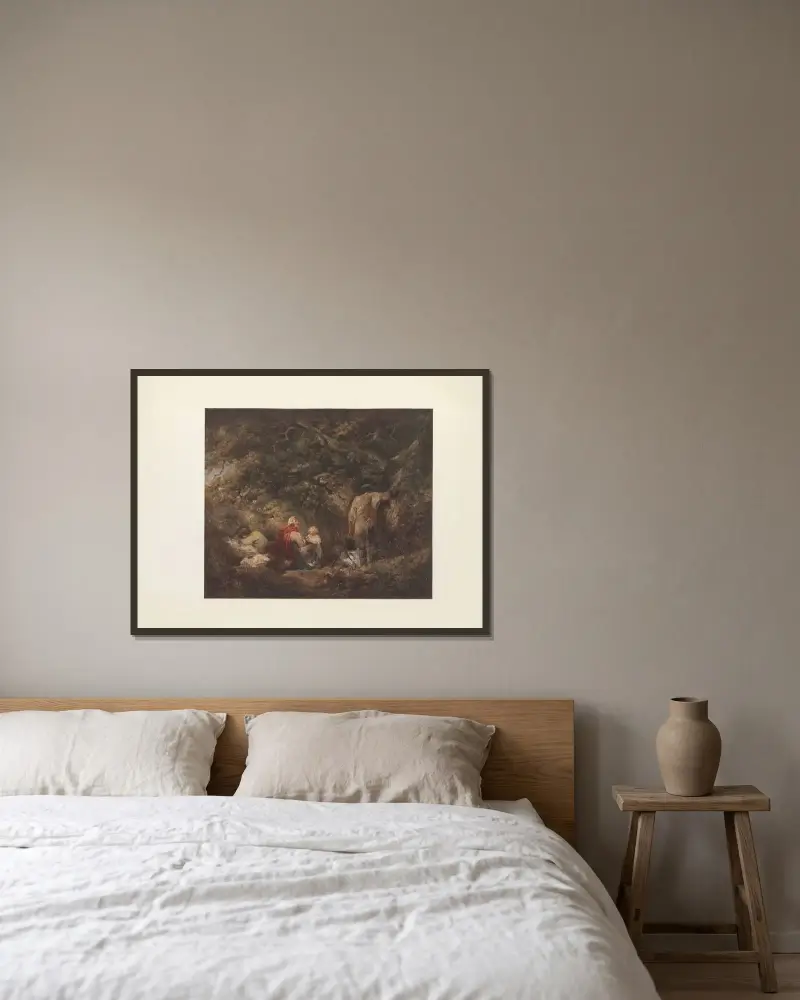Zigenare i en skog av George Morland inramad på en vägg