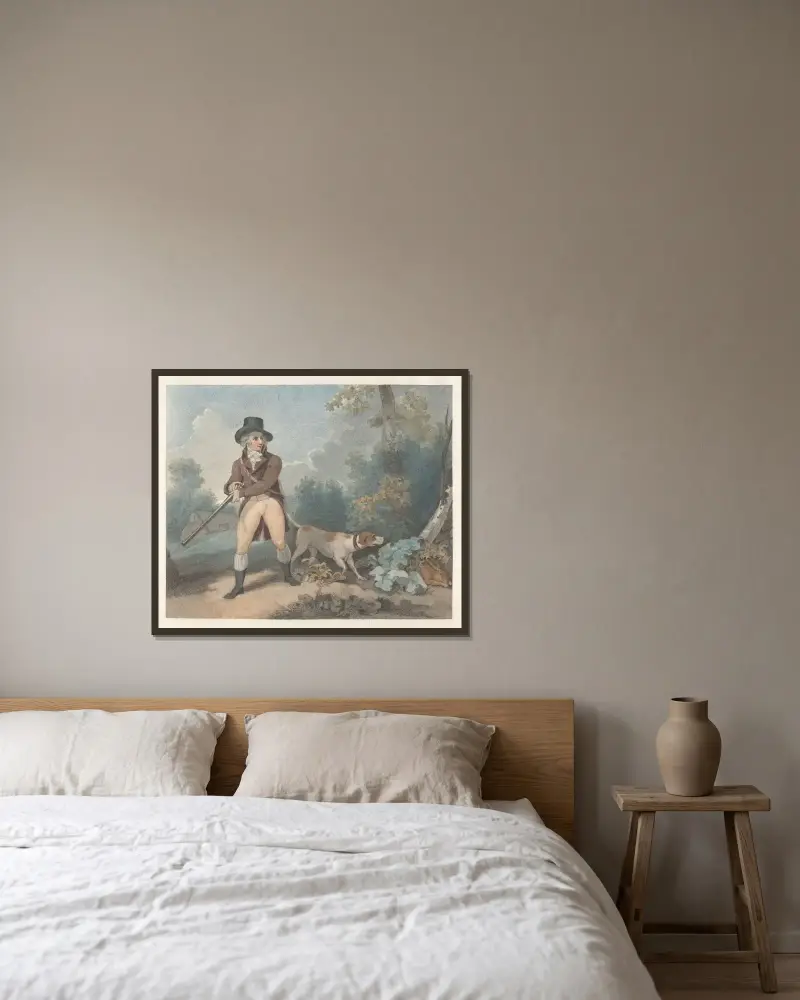 Hare Shooting von George Morland gerahmt an einer Wand