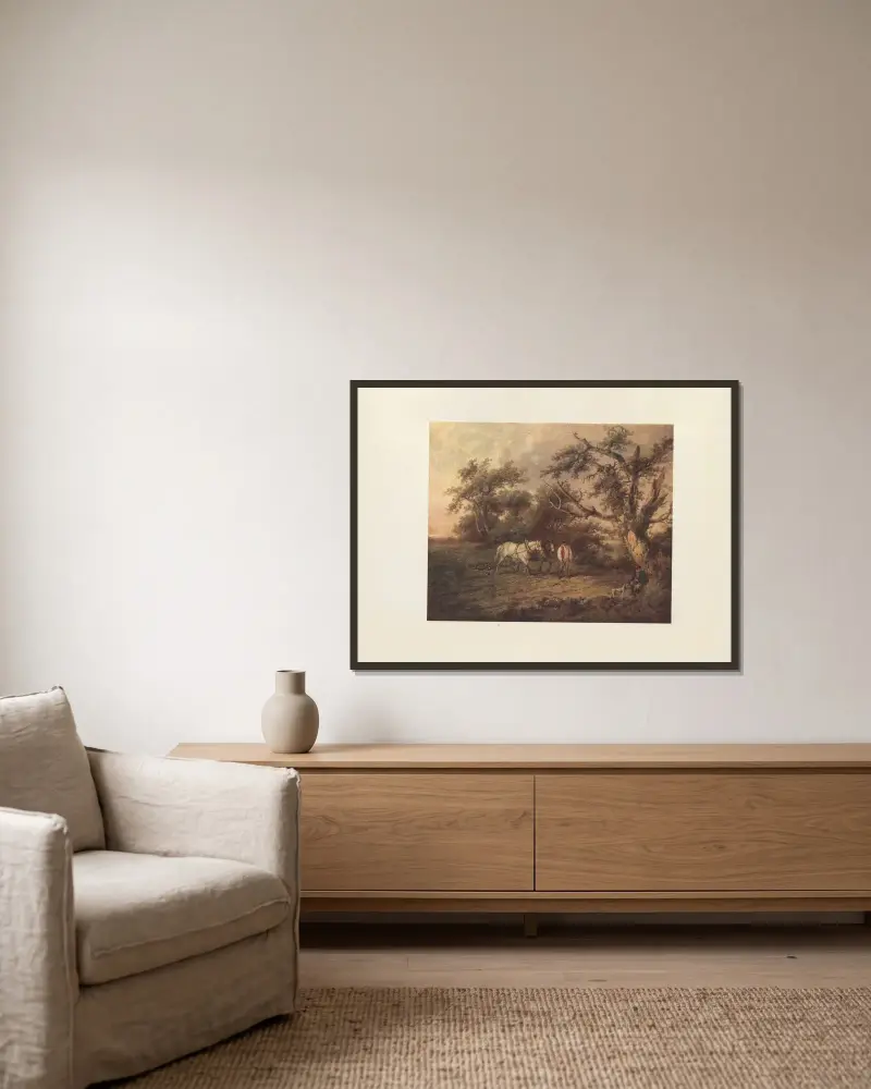 Harrowing von George Morland gerahmt an einer Wand