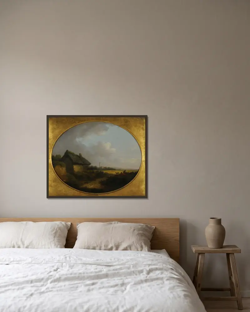 Landscape av George Morland inramad på en vägg