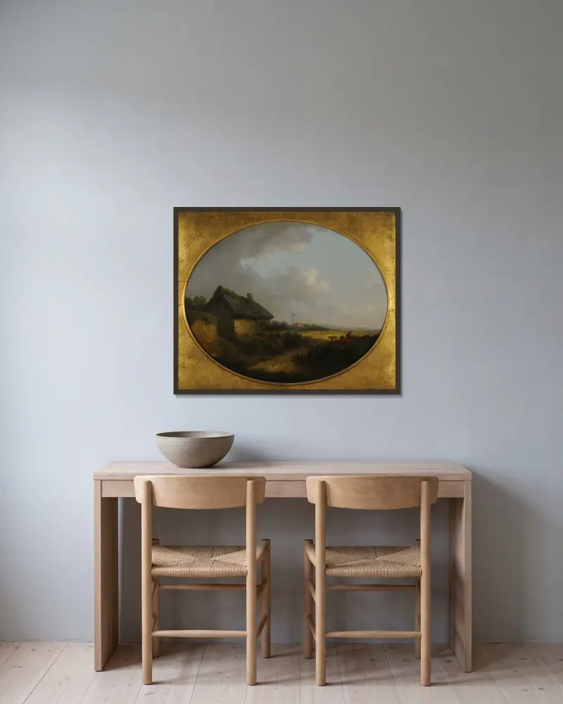 Landscape av George Morland inramad på en vägg