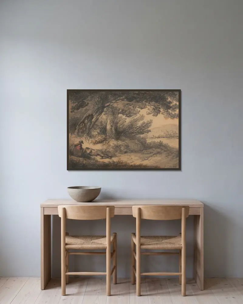 Bönder som vilar av George Morland inramad på en vägg