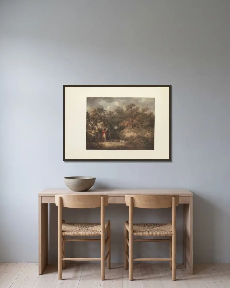 Fasanjakt av George Morland inramad på en vägg