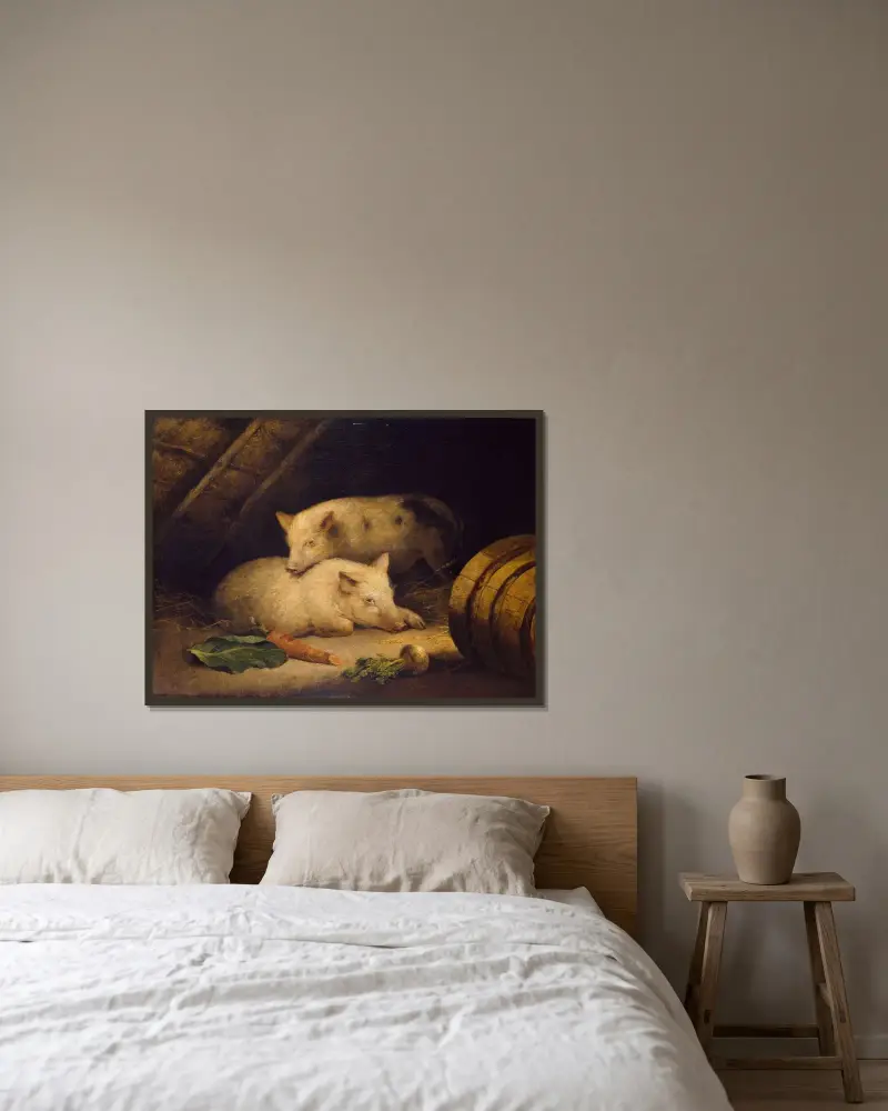 Pigs von George Morland gerahmt an einer Wand