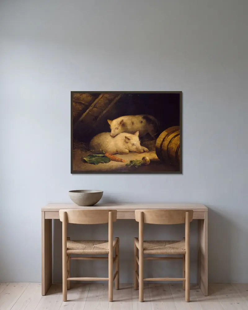 Pigs von George Morland gerahmt an einer Wand