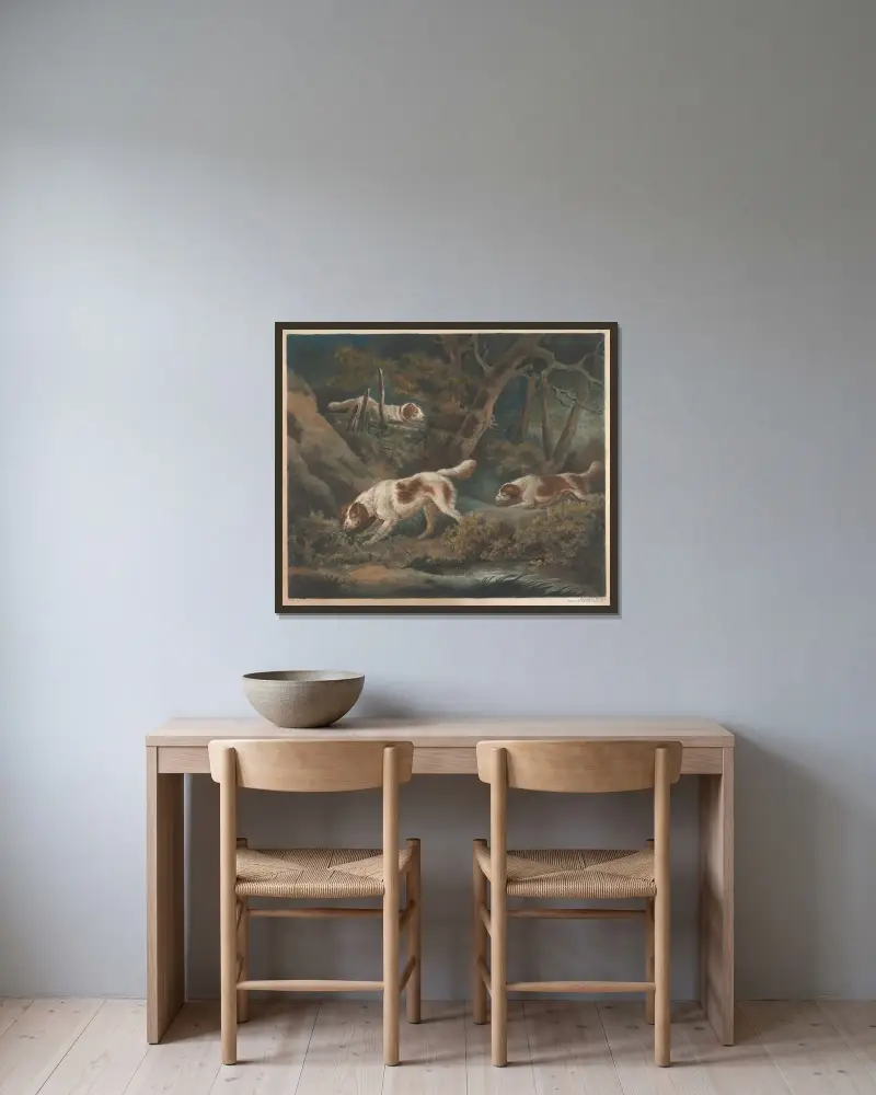 Setters von George Morland gerahmt an einer Wand