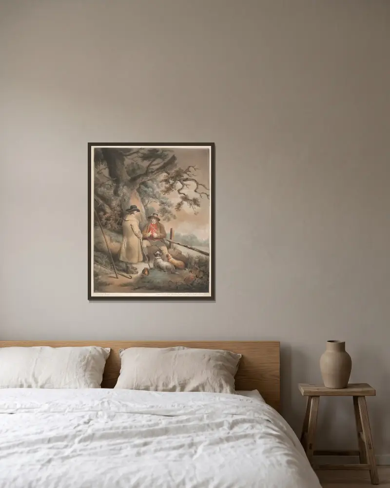 Herdefrån av George Morland inramad på en vägg