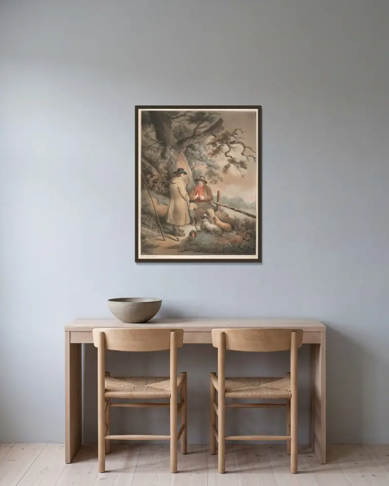 Herdefrån av George Morland inramad på en vägg