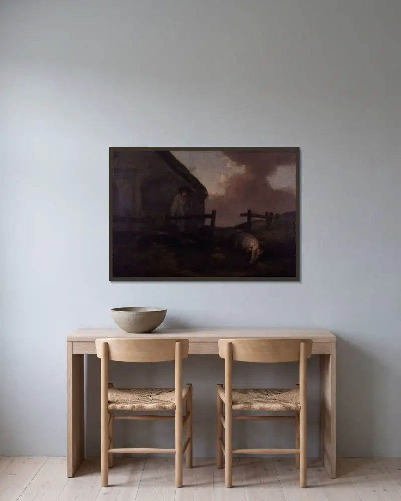 Swineherd von George Morland gerahmt an einer Wand