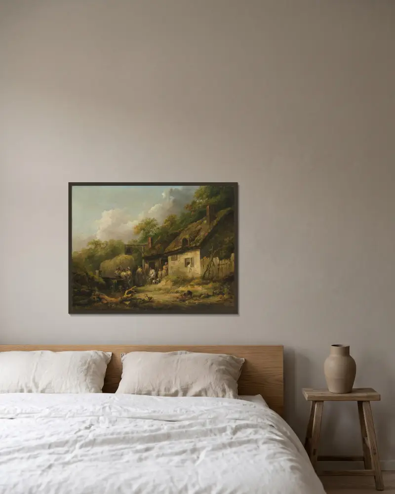The Bell Inn av George Morland inramad på en vägg
