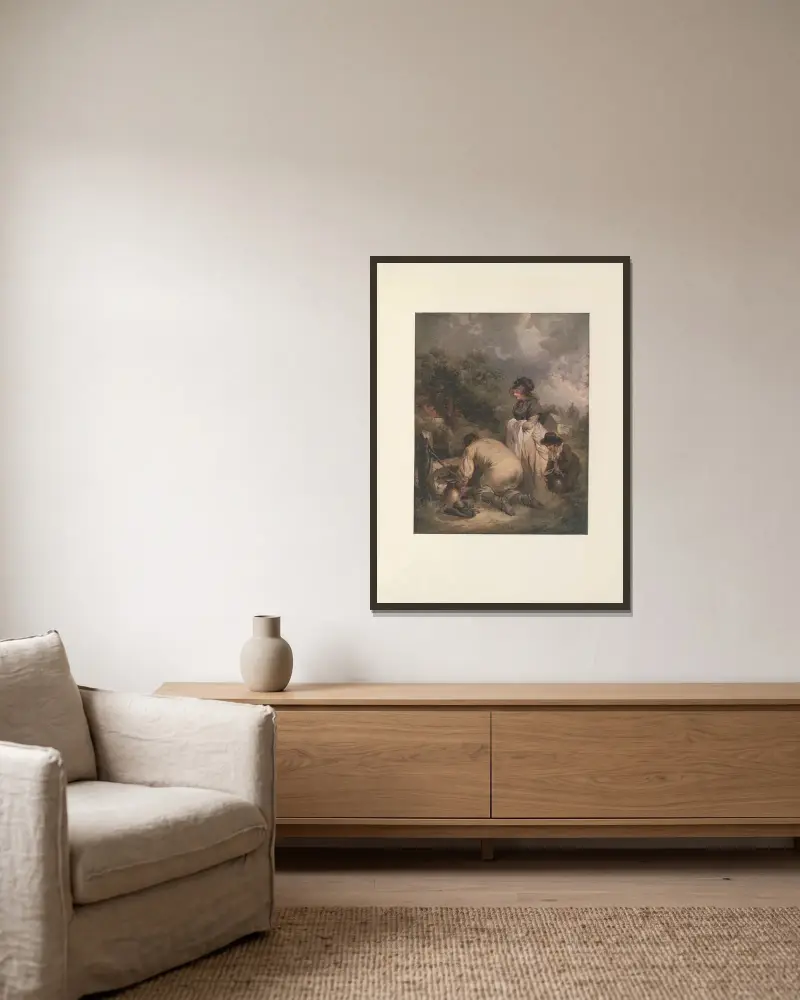 The Dipping Well von George Morland gerahmt an einer Wand