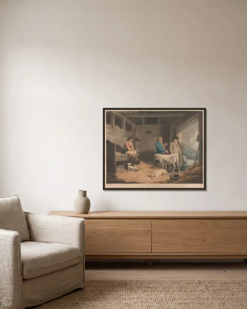 The Hard Bargain von George Morland gerahmt an einer Wand