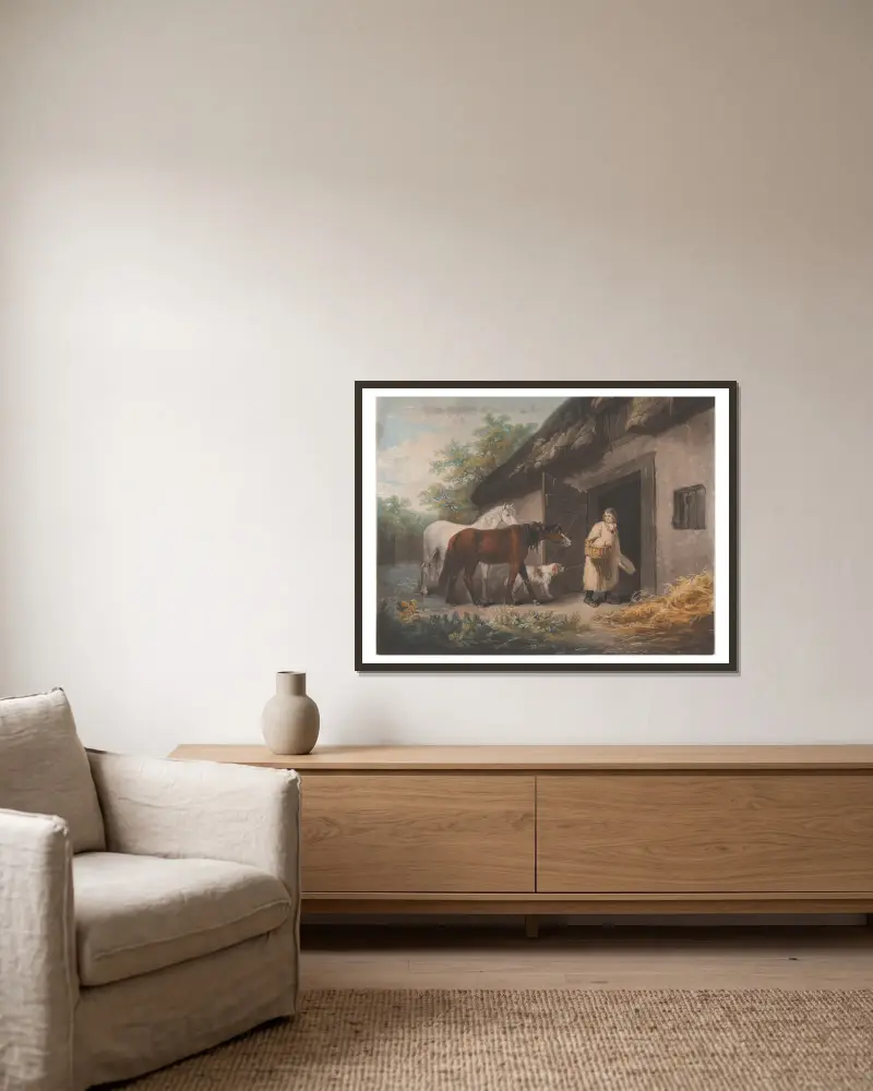 Der Pferdeknecht von George Morland gerahmt an einer Wand