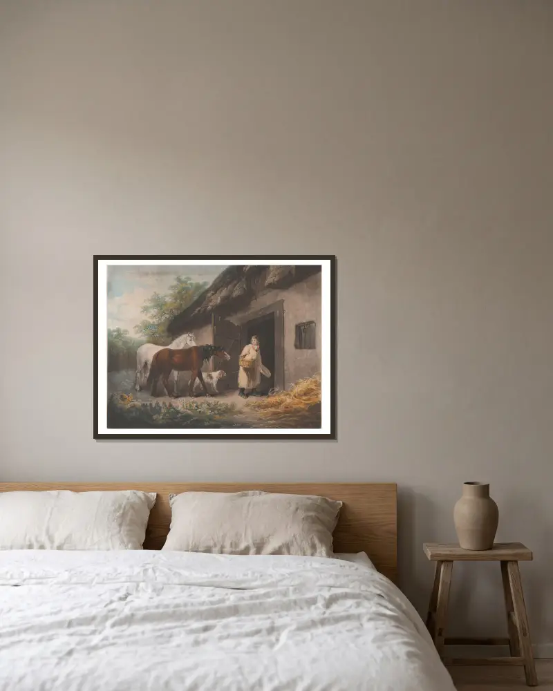 Der Pferdeknecht von George Morland gerahmt an einer Wand