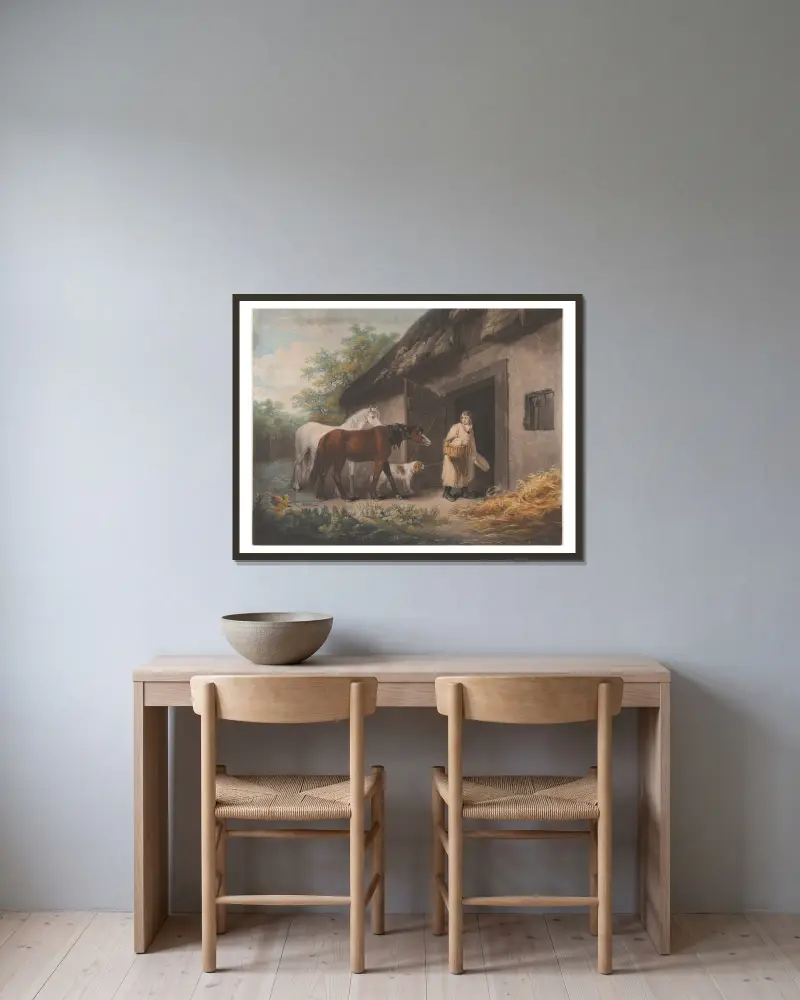 Der Pferdeknecht von George Morland gerahmt an einer Wand