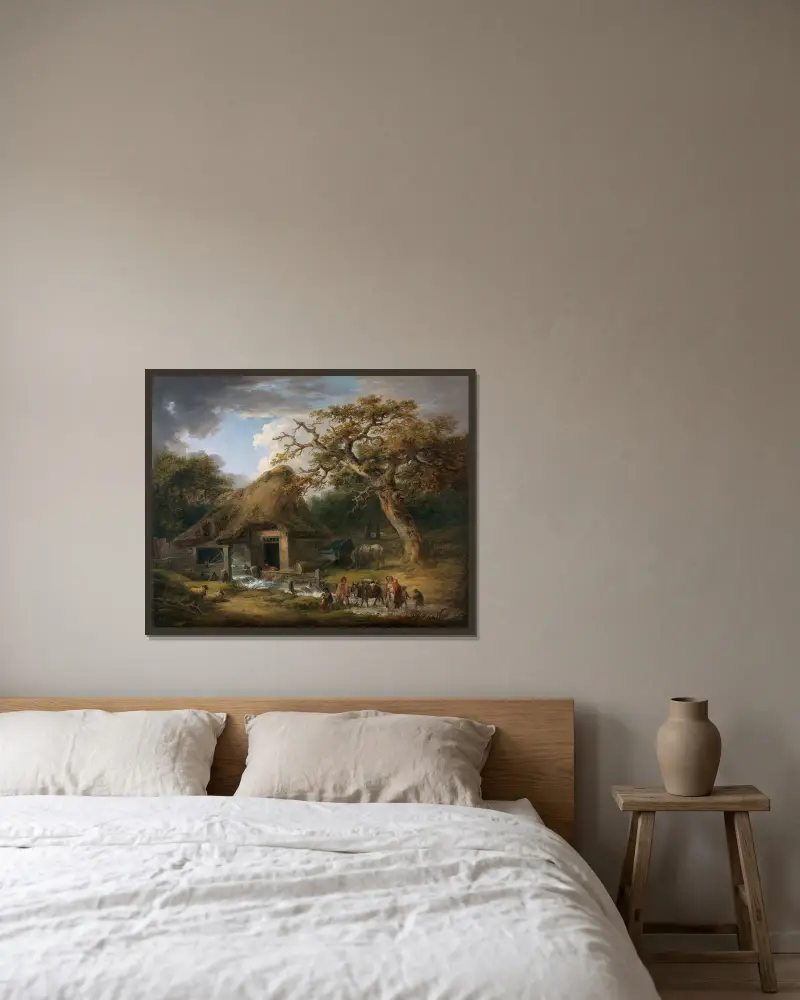 Den gamla vattenkvarnen av George Morland inramad på en vägg