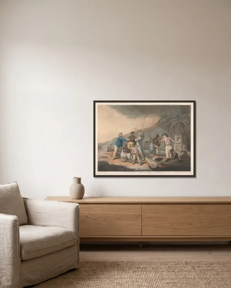 The Slave Trade von George Morland gerahmt an einer Wand