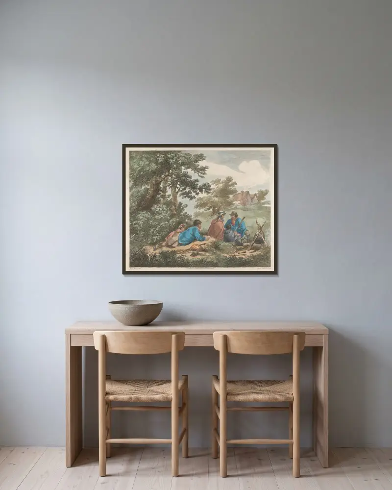 Trötta romer av George Morland inramad på en vägg