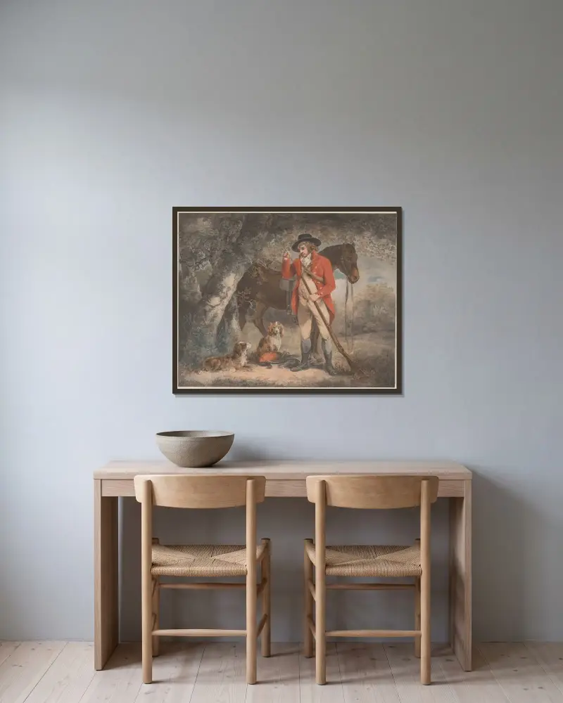 Morkulla och fasanjakt av George Morland inramad på en vägg