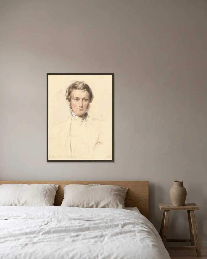 Hon. and Rev. Baptist Wriothesley Noel (1798-1873) av George Richmond inramad på en vägg