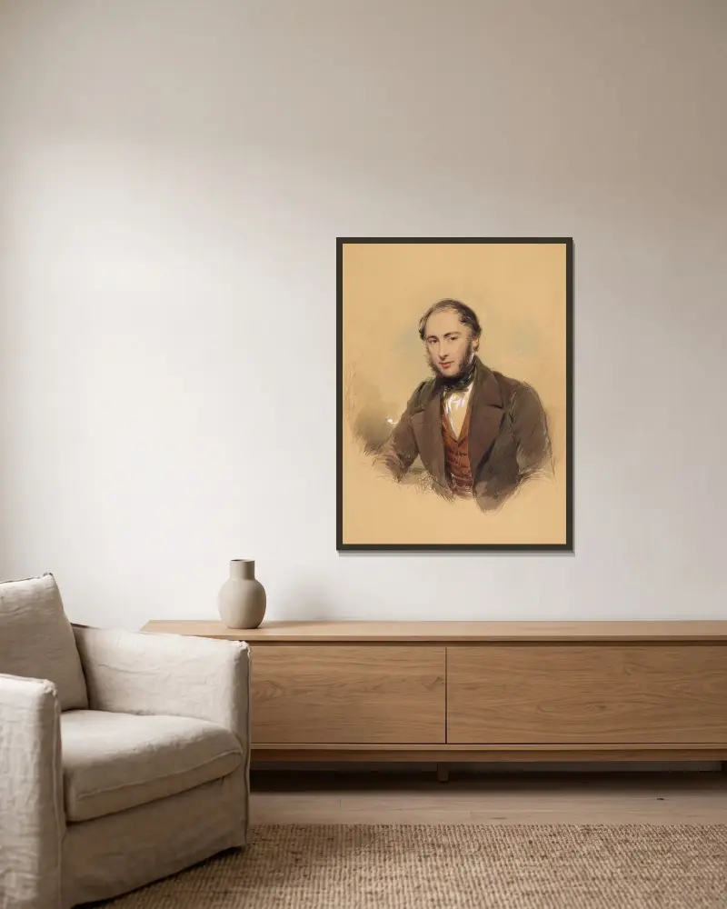 Portrait of a Gentleman av George Richmond inramad på en vägg