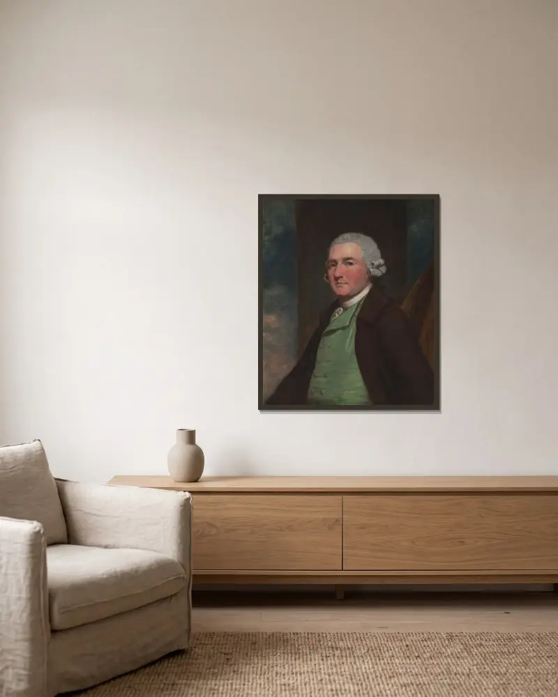 En man vid namn Mr. Cross av George Romney inramad på en vägg