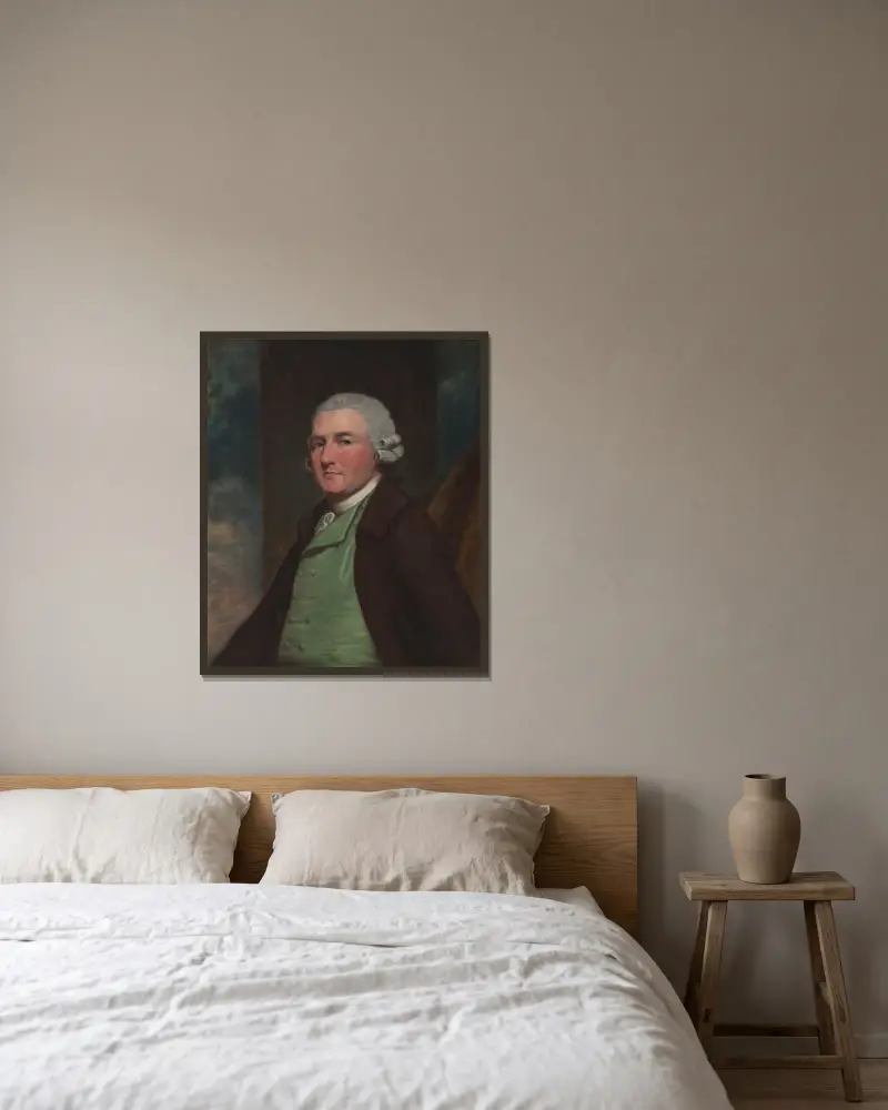 En man vid namn Mr. Cross av George Romney inramad på en vägg