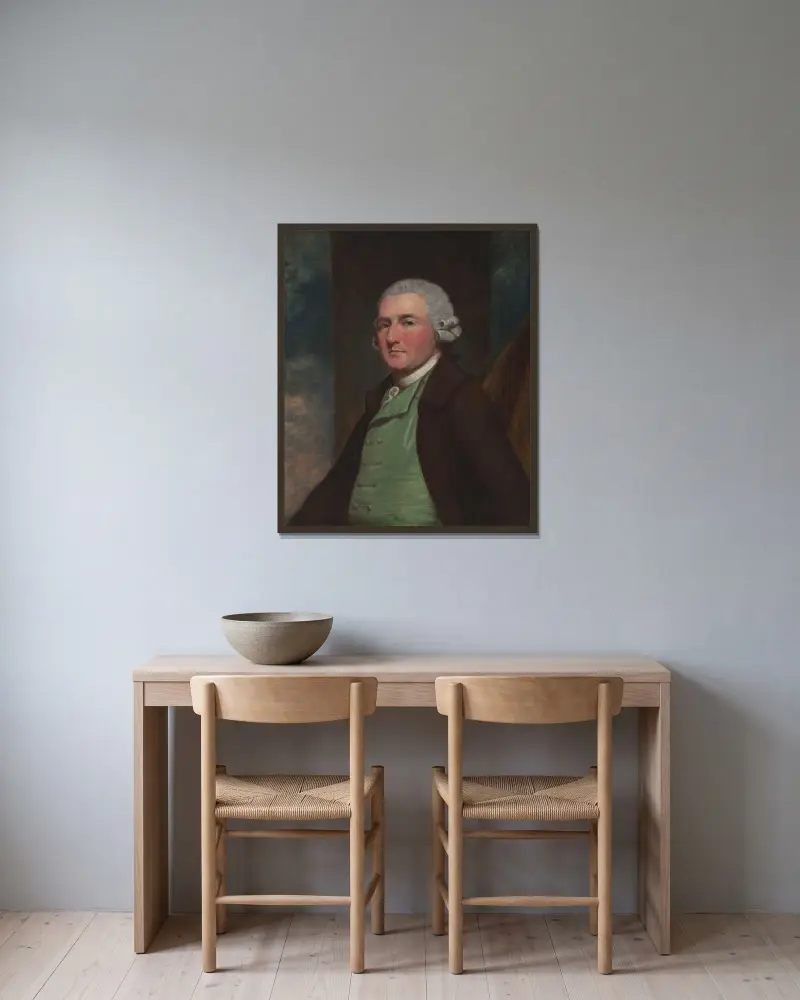 En man vid namn Mr. Cross av George Romney inramad på en vägg