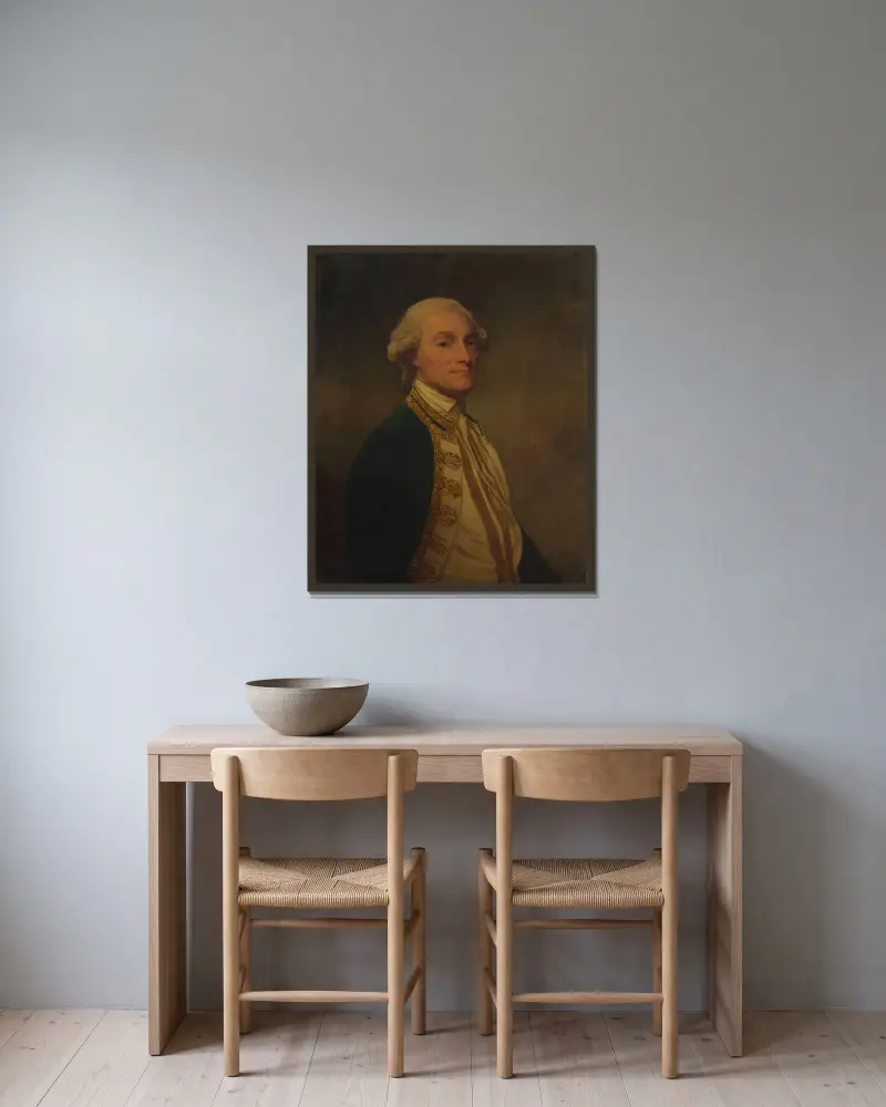 Admiral Sir Chaloner Ogle av George Romney inramad på en vägg