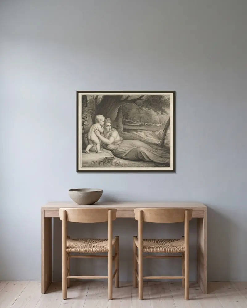 Alope av George Romney inramad på en vägg