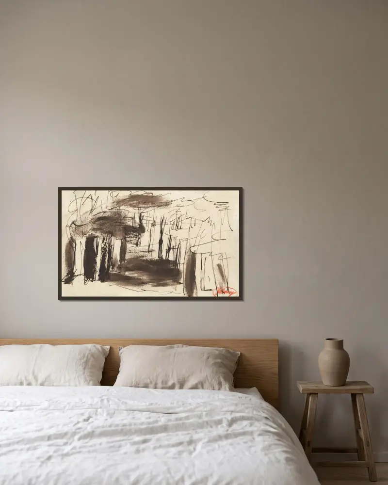 Eartham Wood av George Romney inramad på en vägg