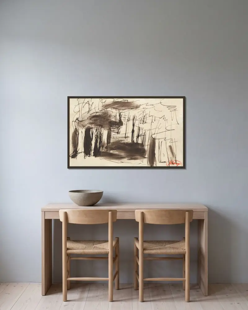 Eartham Wood av George Romney inramad på en vägg