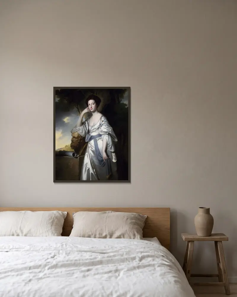 Elizabeth, Lady Blunt av George Romney inramad på en vägg