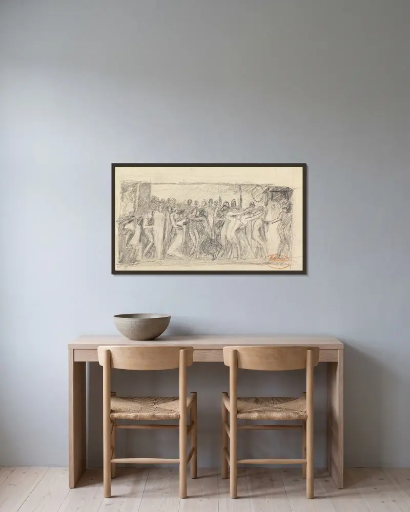 Figurstudie av George Romney inramad på en vägg