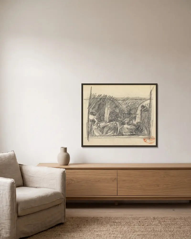 Figure Composition Study von George Romney gerahmt an einer Wand