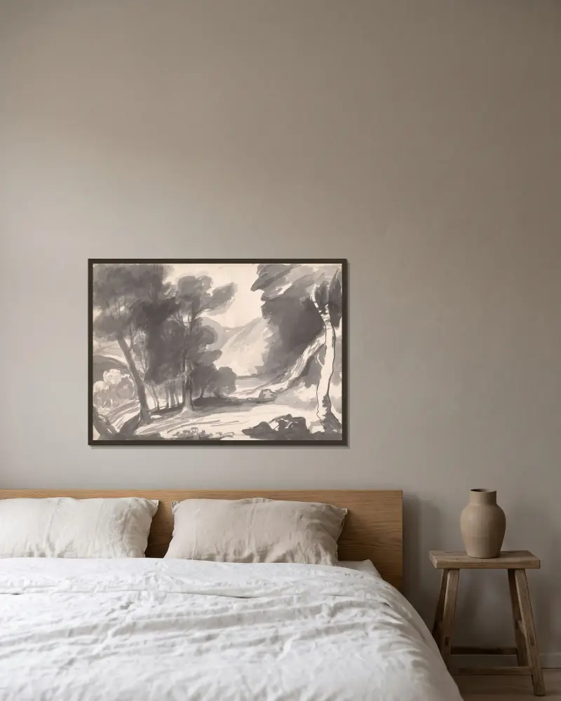 Lichtung in einem Wald von George Romney gerahmt an einer Wand