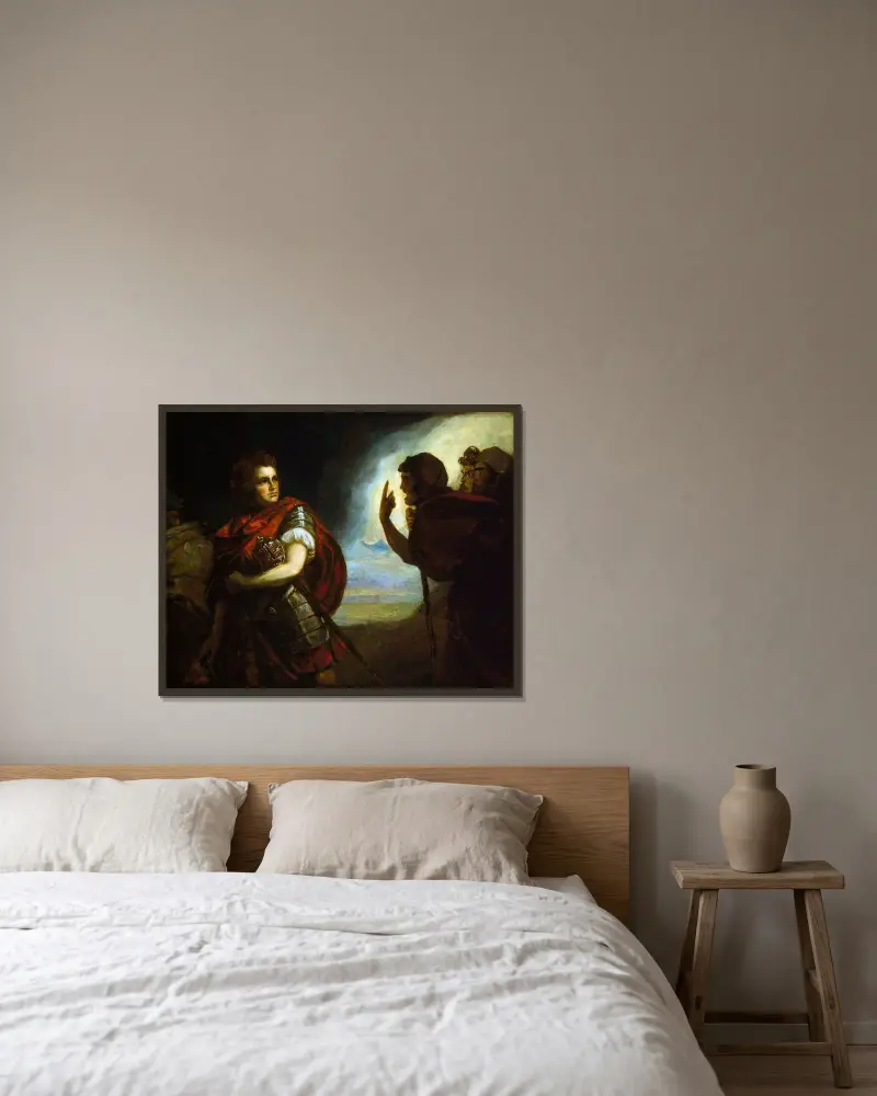John Henderson as Macbeth von George Romney gerahmt an einer Wand
