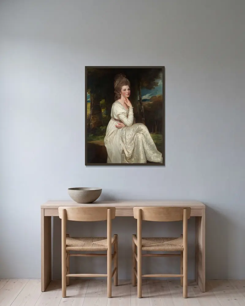 Lady Elizabeth Stanley (1753–1797), grevinna av Derby av George Romney inramad på en vägg