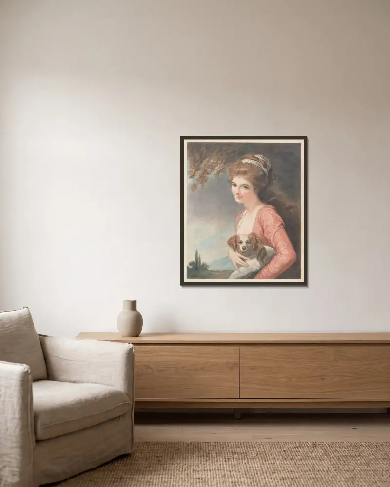 Lady Hamilton som Naturen av George Romney inramad på en vägg