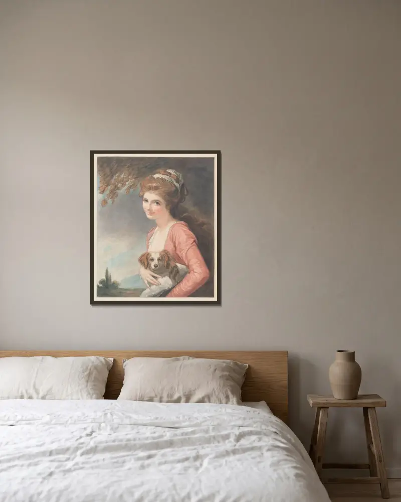 Lady Hamilton som Naturen av George Romney inramad på en vägg
