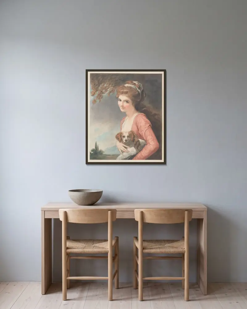 Lady Hamilton som Naturen av George Romney inramad på en vägg